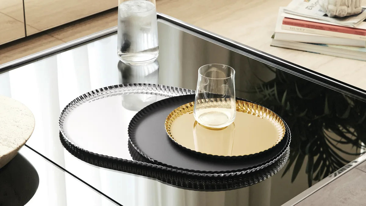 Alessi — Pleats JK01/46 JK01/46 B | Vassoio in acciaio colorato nero — dettaglio