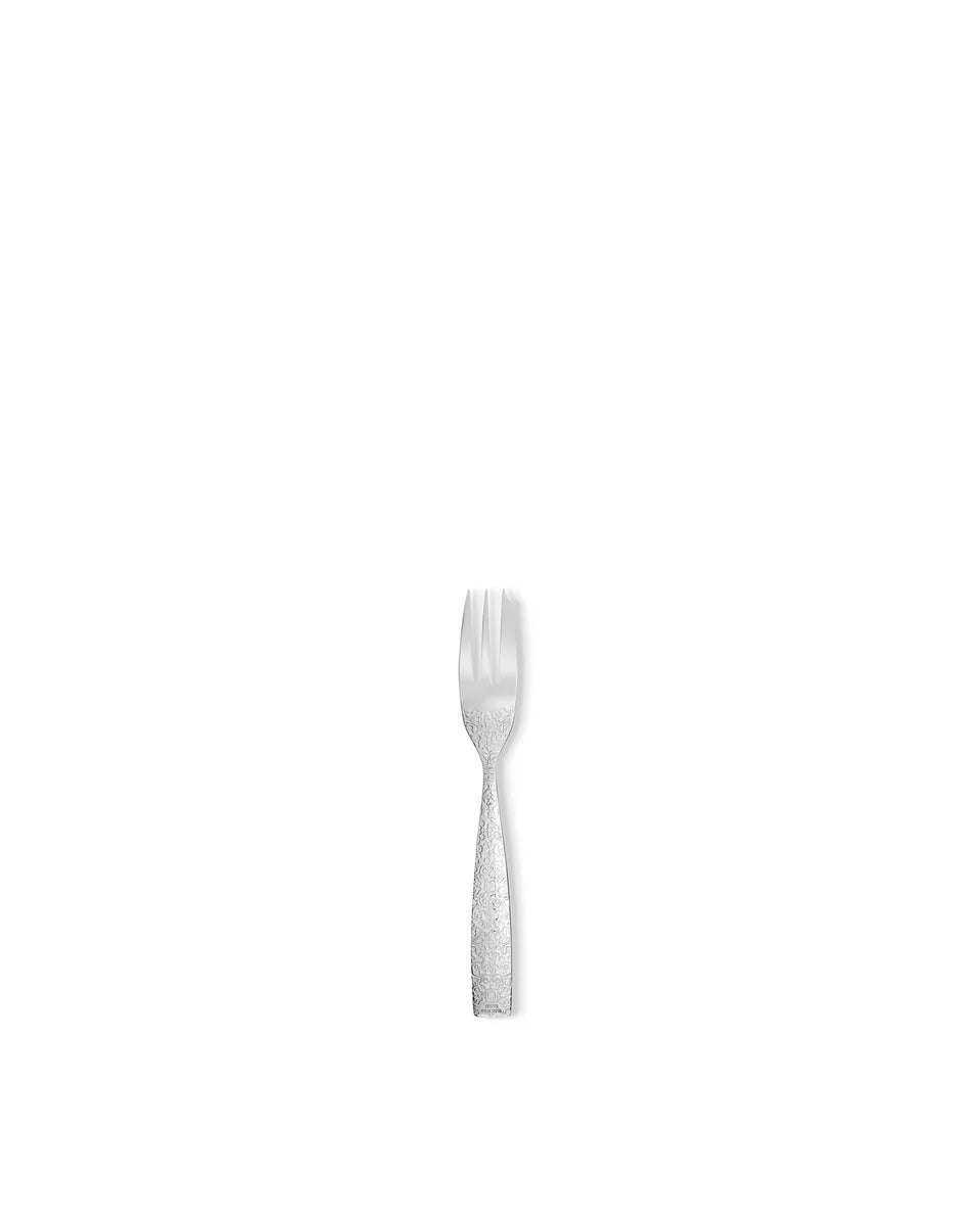Alessi — Dressed MW03/1 | Forchetta da dolce con decoro a rilievo — dettaglio