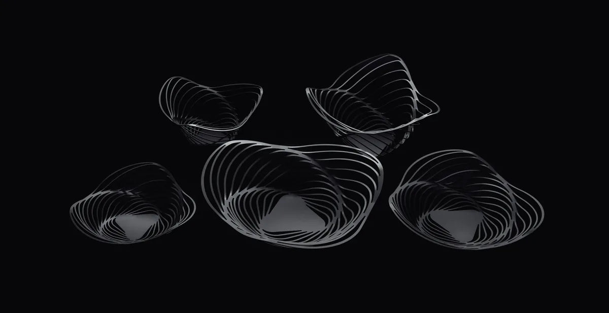 Alessi — Trinity ACO02 | Cestino da tavola in acciaio inox — vista laterale