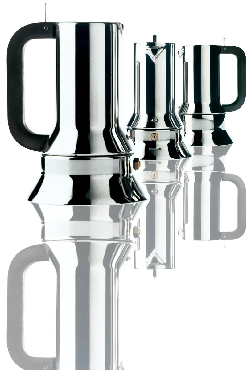 Alessi — 9090/1 | Caffettiera Espresso Sapper in Acciaio Inox — vista laterale