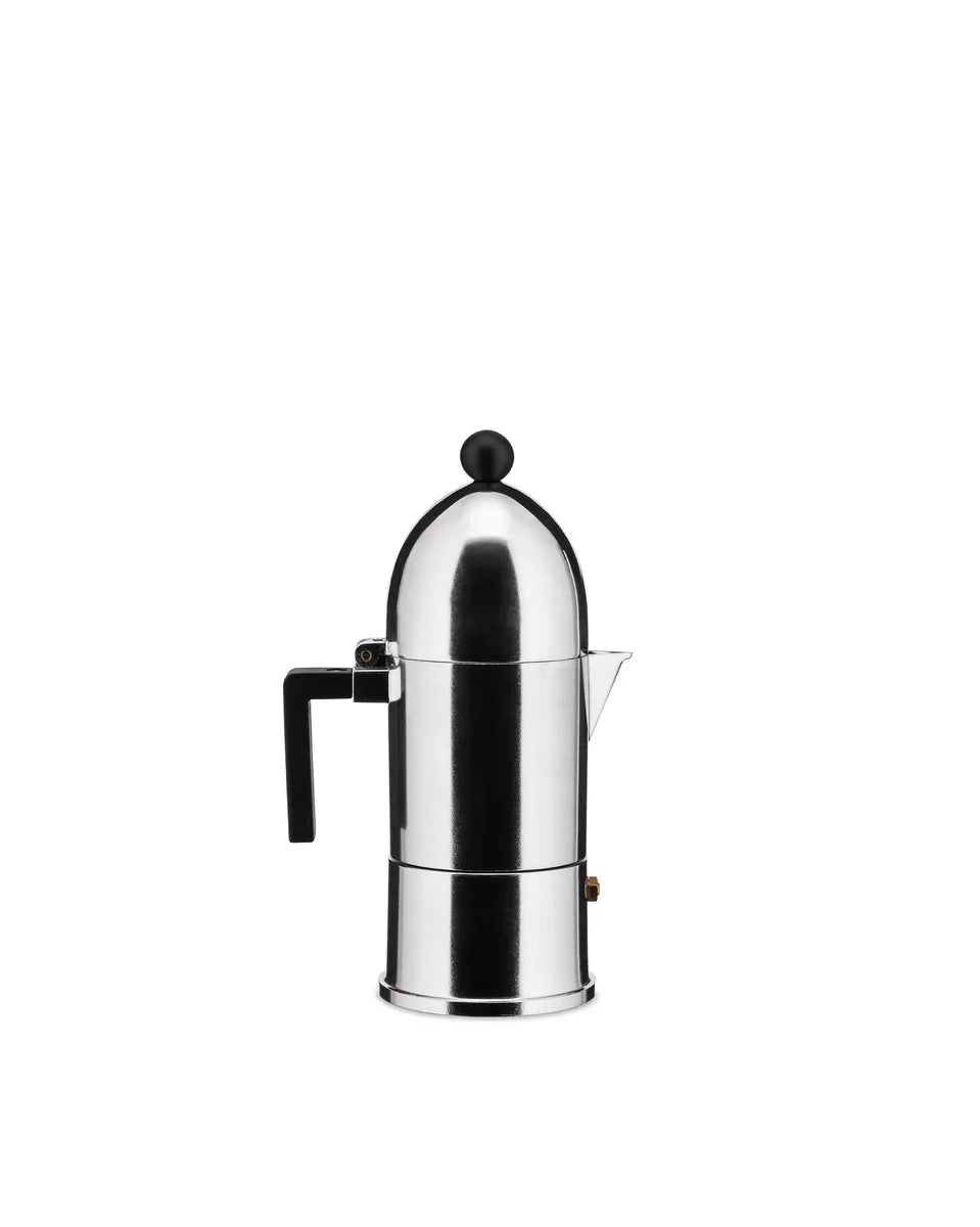 Alessi — La Cupola A9095/3 B | Caffettiera espresso Aldo Rossi 3 tazze — vista laterale