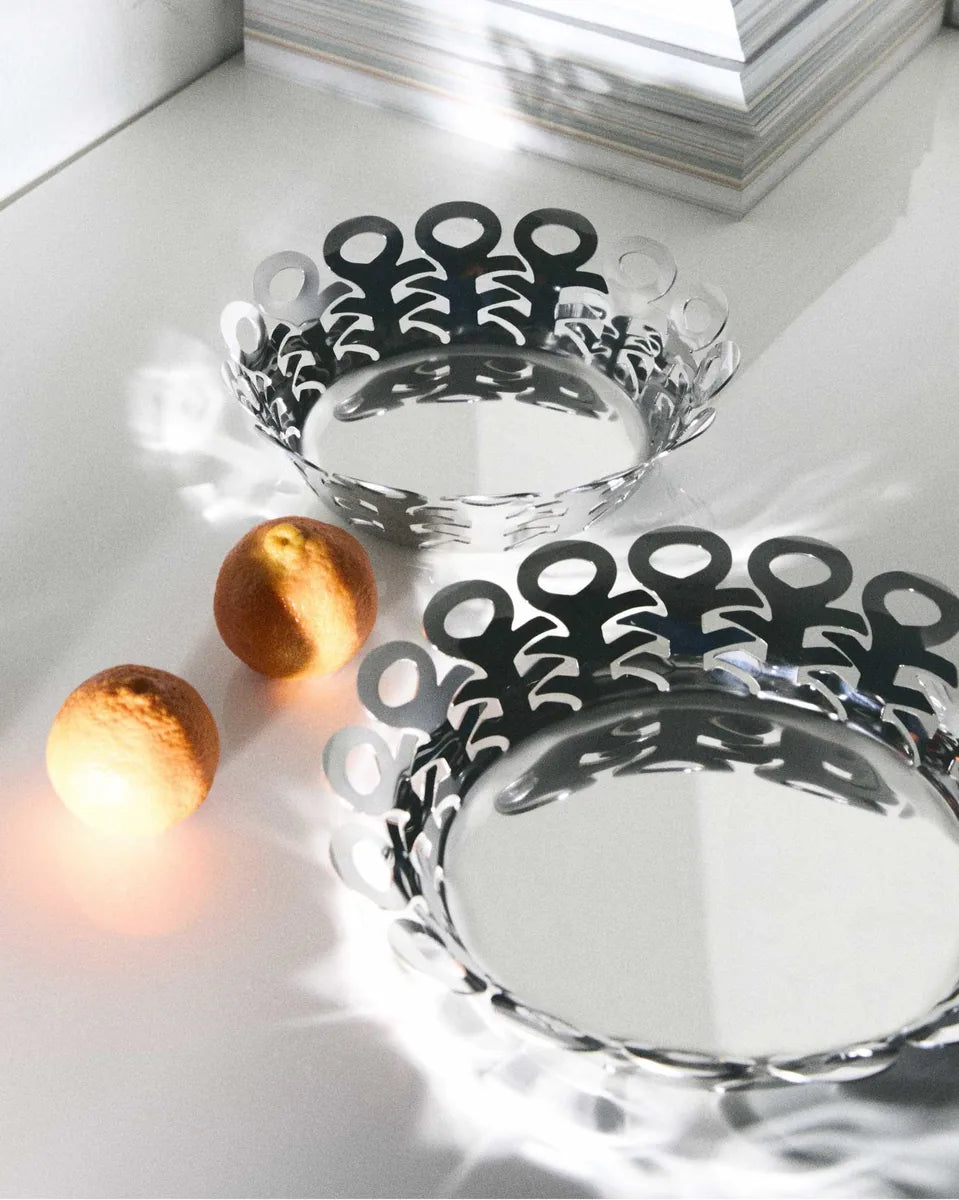 Alessi — Vimini BM21/21 B | Cestino traforato in acciaio nero — dettaglio