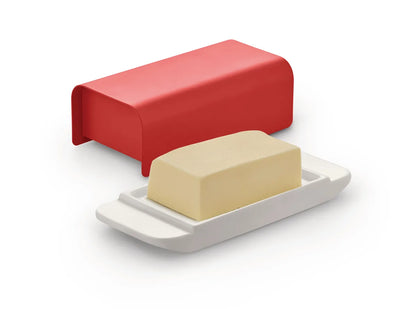 Alessi — Mattina BG04 R | Burriera in porcellana e acciaio rosso