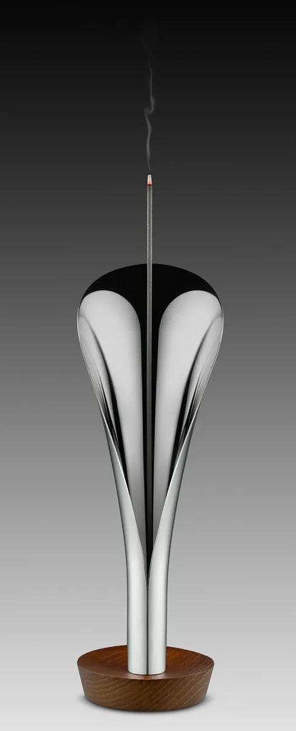 Alessi — Lily MW71 | Bruciaincenso Wanders acciaio e legno — vista laterale