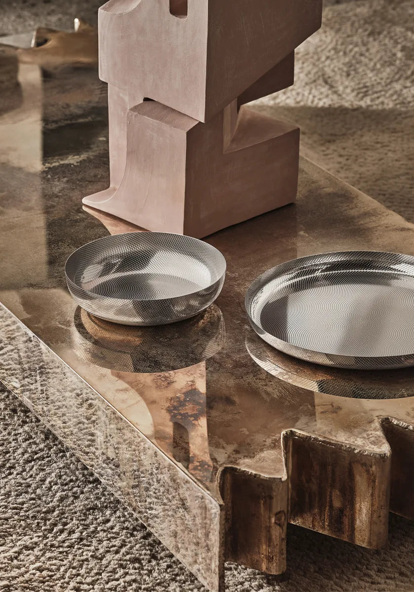 Alessi — JM17/24 T | Cestino rotondo in acciaio inox con decoro — dettaglio