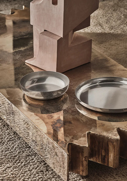Alessi — JM17/24 T | Cestino rotondo in acciaio inox con decoro — dettaglio
