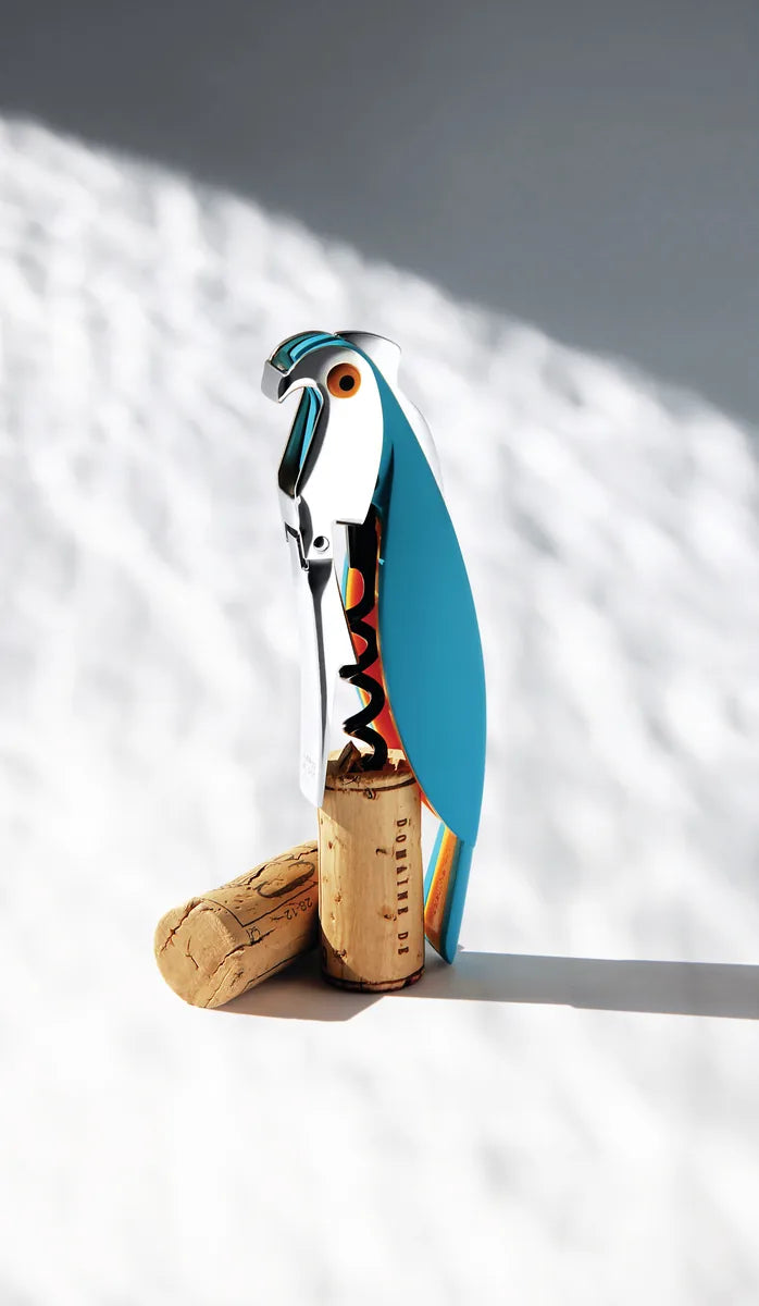 Alessi — Parrot AAM32 B | Cavatappi Sommelier Mendini Nero — vista laterale