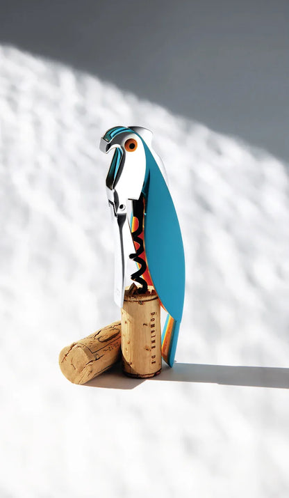 Alessi — Parrot AAM32 B | Cavatappi Sommelier Mendini Nero — vista laterale
