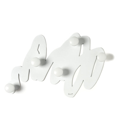 Arti & Mestieri Appendiabiti Marea bianco marmo ferro lavorato artigianalmente con pomelli in legno