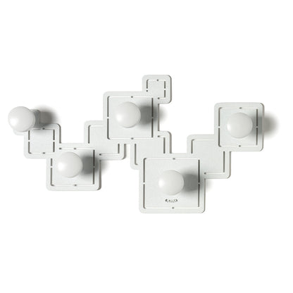 Arti & Mestieri Appendiabiti Malago bianco marmo ferro lavorato con pomelli in legno