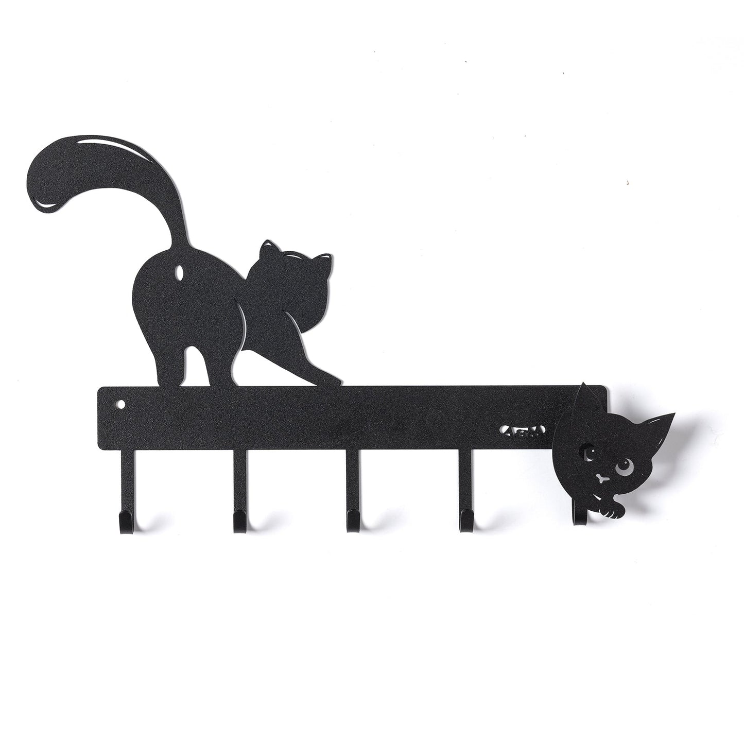 Arti & Mestieri portachiavi da parete Matisse nero in ferro lavorato artigianalmente con sagoma gatto 29x18 cm