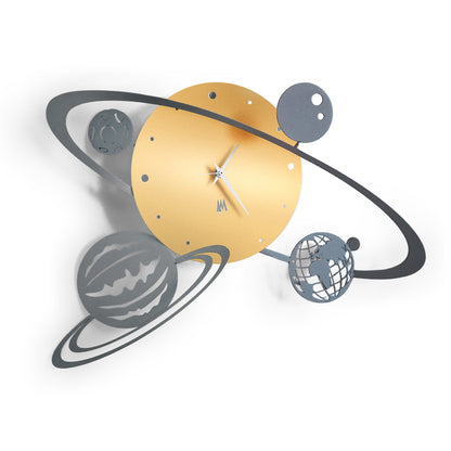 Arti & Mestieri orologio da parete Sistema Solare fango oro ferro lavorato artigianalmente 50x36 cm