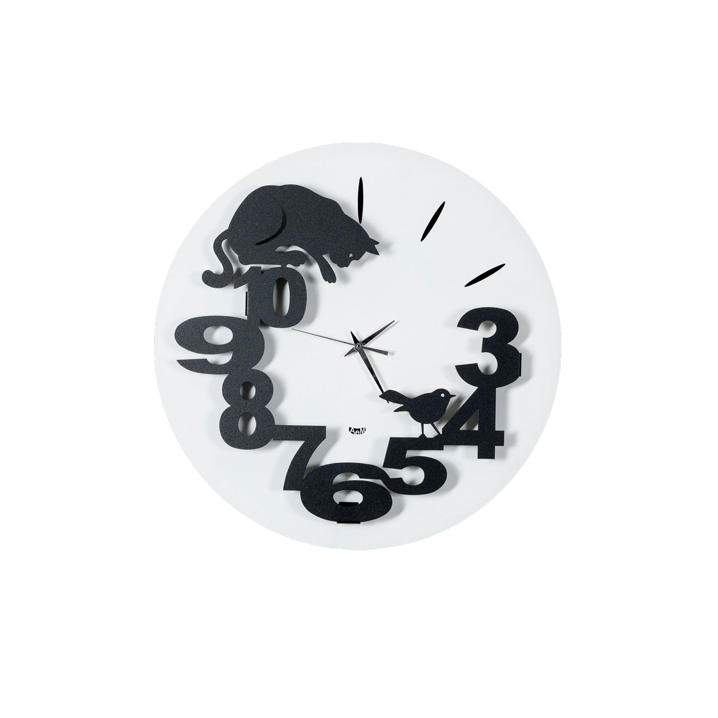 Arti & Mestieri orologio da parete Hunter Cat bianco e nero ferro tridimensionale diametro 40 cm