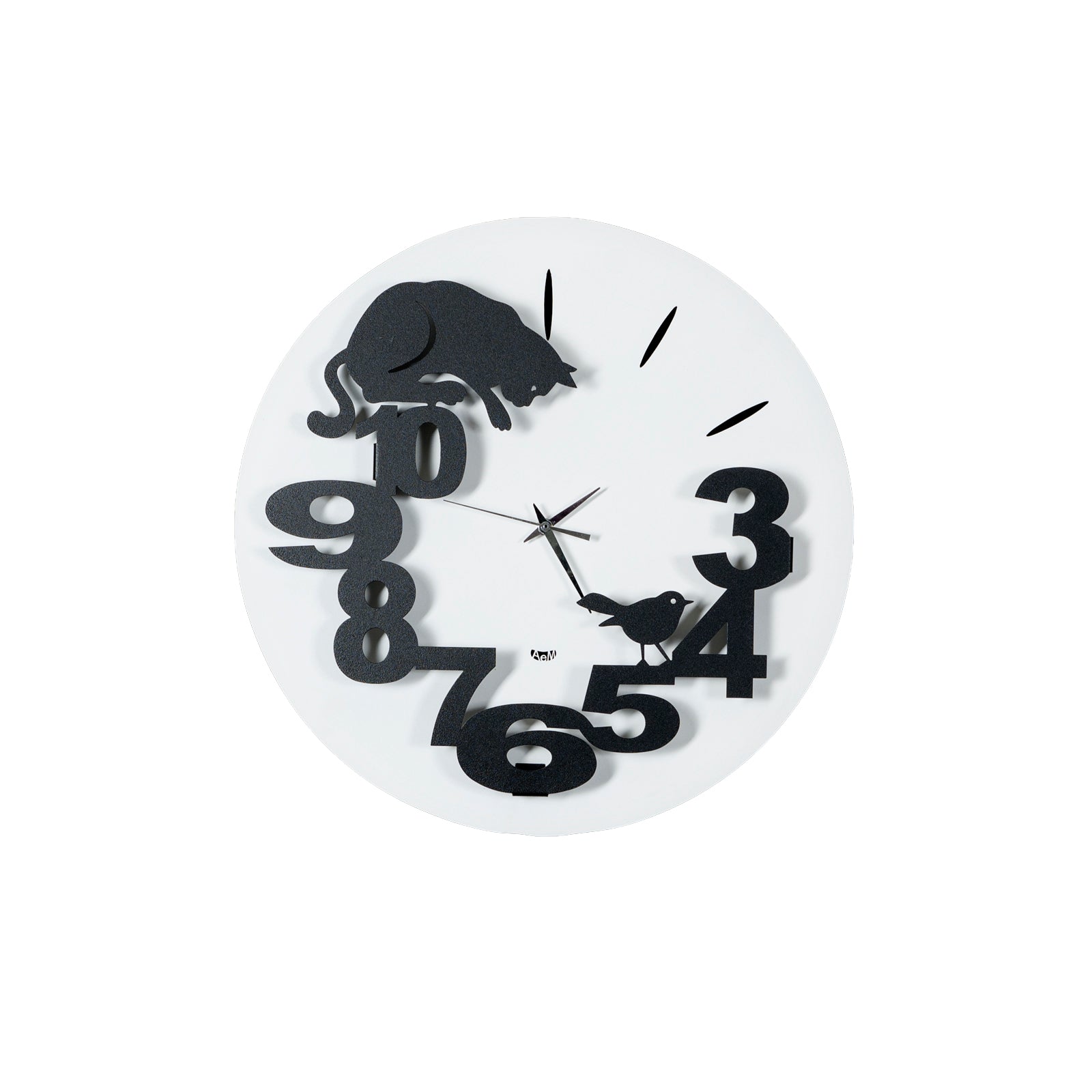 Arti & Mestieri orologio da parete Hunter Cat bianco e nero ferro tridimensionale diametro 40 cm