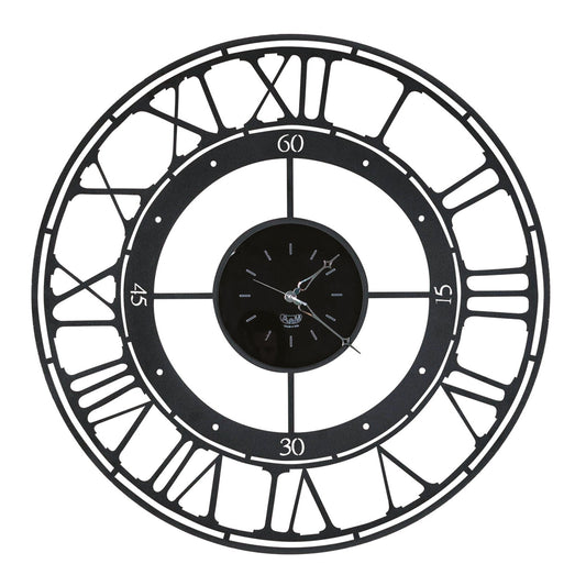 Arti & Mestieri Koros 71 orologio da parete nero ferro e vetro specchiato diametro 70 cm