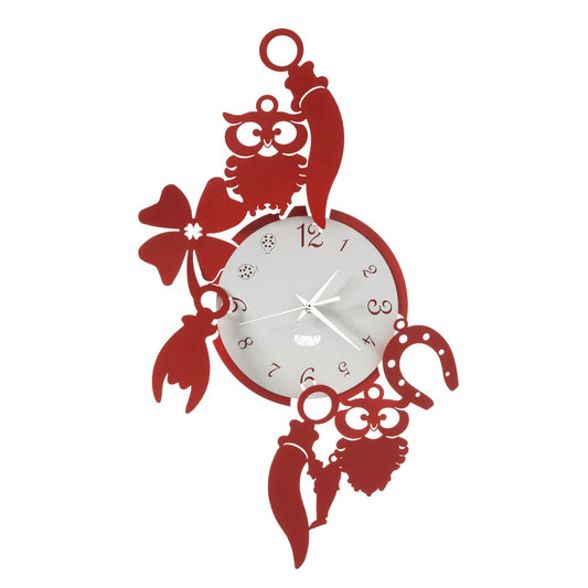 Arti & Mestieri orologio da parete Good Luck rosso e bianco marmo in ferro lavorato artigianalmente