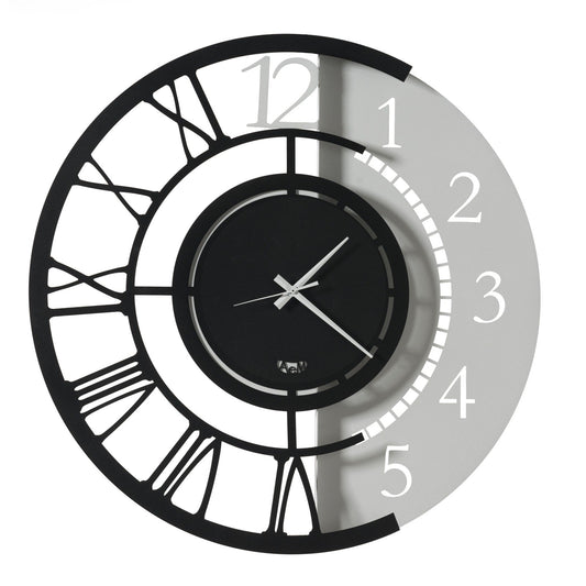 Arti & Mestieri orologio da parete Full Metal Jack Grande nero e bianco marmo in ferro lavorato artigianalmente