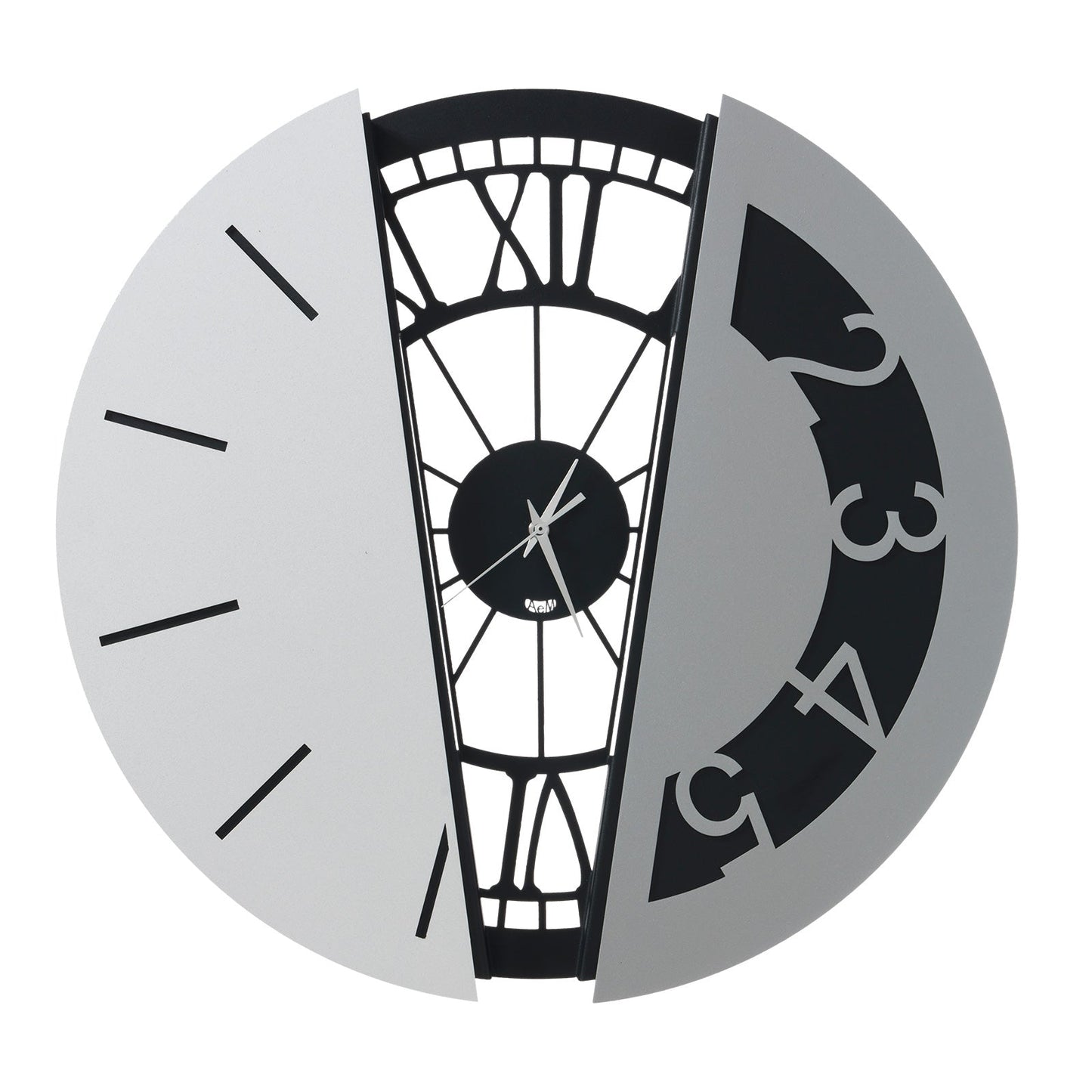 Arti & Mestieri orologio da parete Metamorphosi nero bianco marmo alluminio ferro lavorato artigianalmente