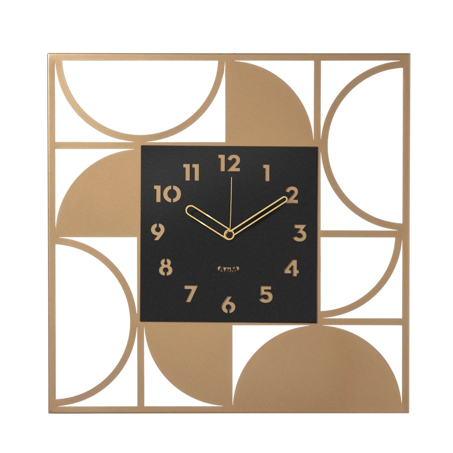 Arti & Mestieri orologio da parete Glam oro laccato e nero in ferro lavorato artigianalmente