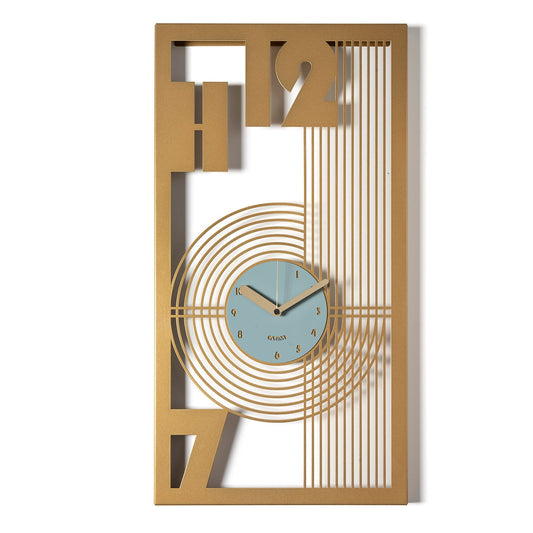 Arti & Mestieri orologio da parete Gropius oro laccato verde marino in ferro lavorato artigianalmente