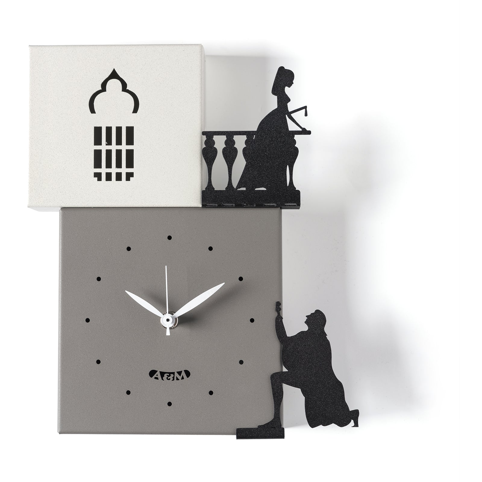 Arti & Mestieri orologio da parete Romeo e Giulietta fango avorio nero ferro traforato artigianale