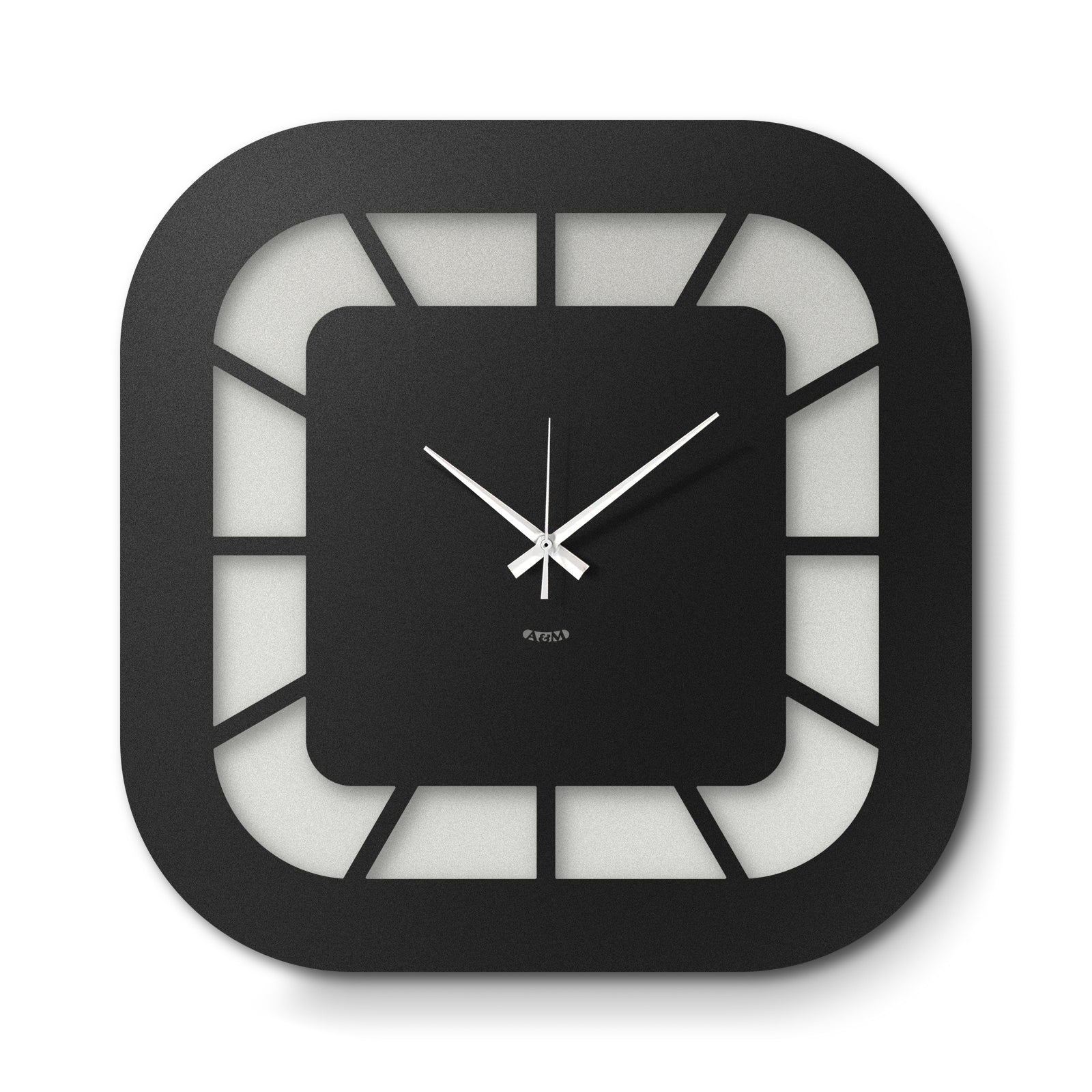Arti & Mestieri orologio da parete Exo bianco marmo e nero in ferro lavorato artigianalmente