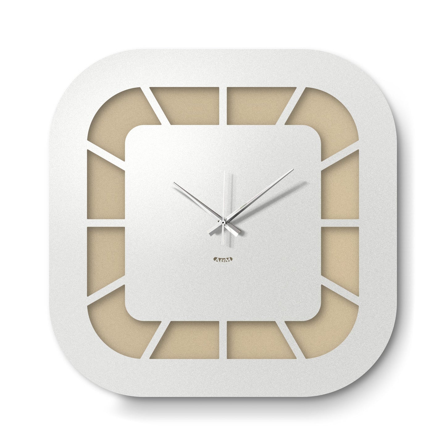 Arti & Mestieri orologio da parete Exo crema e bianco marmo in ferro lavorato artigianalmente