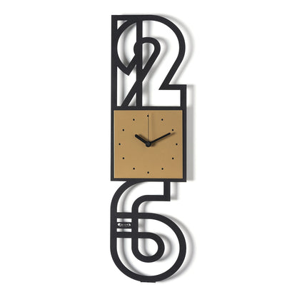 Arti & Mestieri orologio da parete Neville nero oro laccato in ferro 20x70 cm