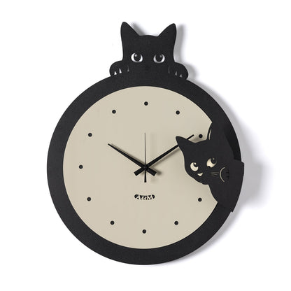 Arti & Mestieri orologio da parete Silvestro nero crema ferro lavorato artigianalmente con sagome gatto decorative