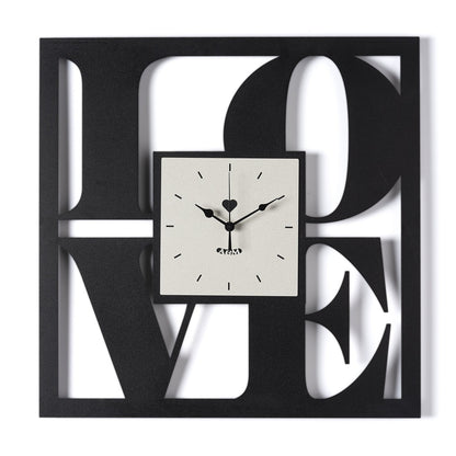 Arti & Mestieri orologio da parete Love nero avorio ferro traforato con scritta e simbolo cuore