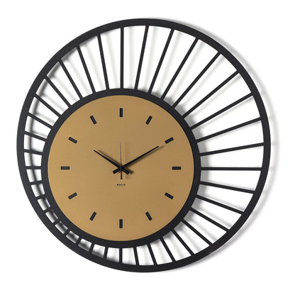 Arti & Mestieri orologio da parete Ray nero oro laccato ferro artigianale 70 cm