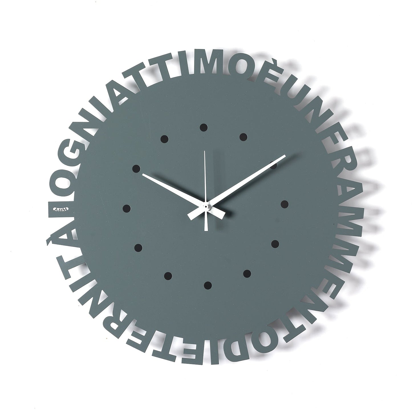 Arti & Mestieri orologio da parete Wordshow color petrolio in ferro lavorato artigianalmente ⌀ 40 cm