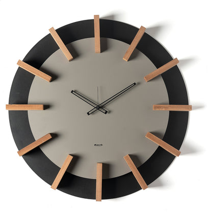 Arti & Mestieri orologio da parete Timon nero fango ferro e legno ∅ 70 cm