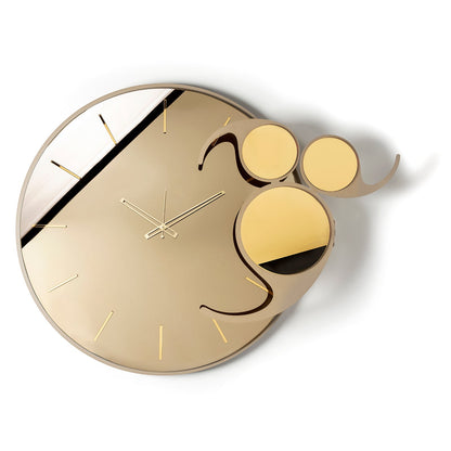 Arti & Mestieri Orologio da parete Apostrofo beige e bronzo in ferro e vetro Crystal Luxe specchiato