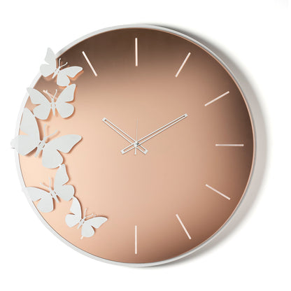 Arti & Mestieri orologio da parete Diana bianco marmo e velour luxe rosa in ferro e vetro Crystal