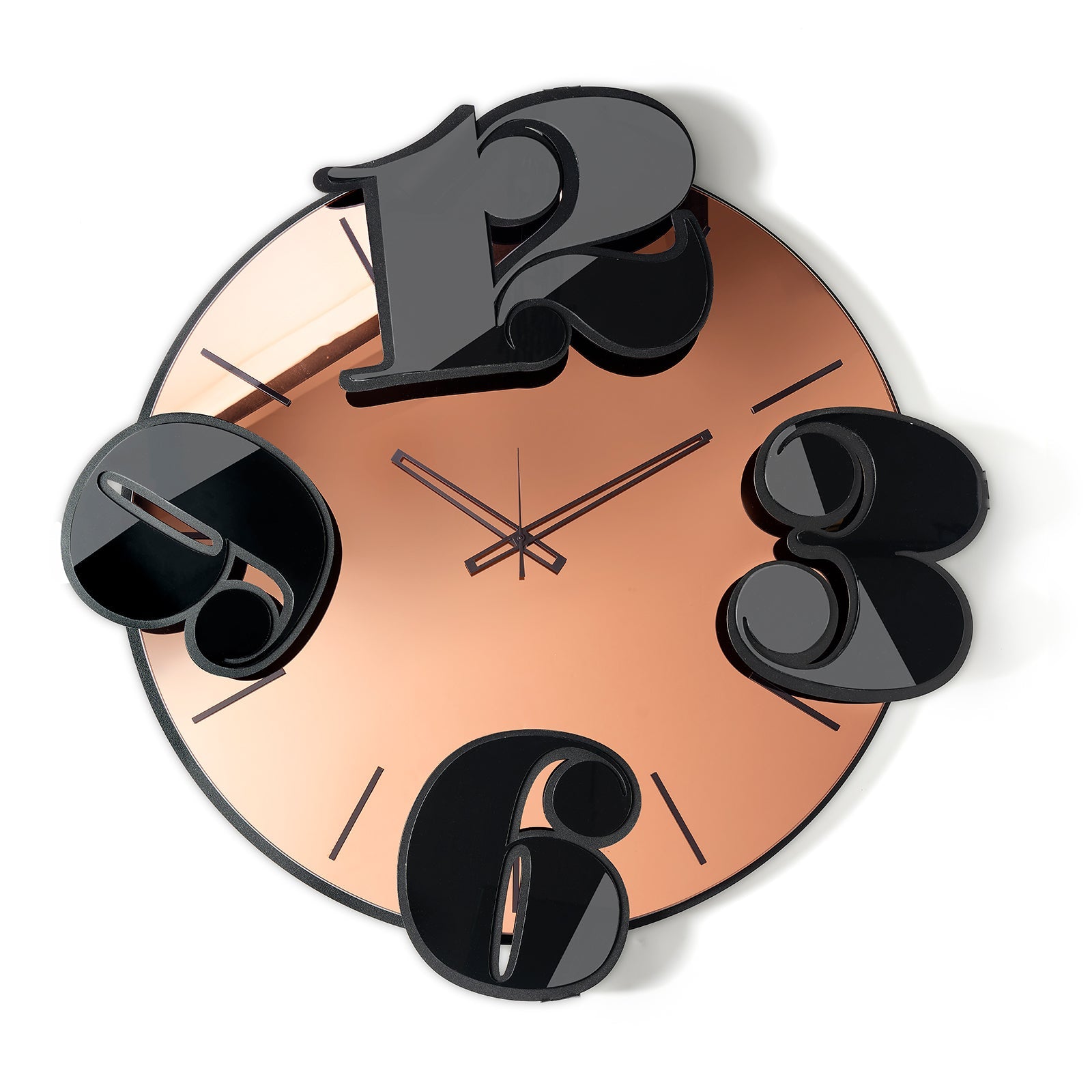 Arti & Mestieri orologio da parete Benguiat nero e Crystal Luxe rosa in ferro e vetro specchiato