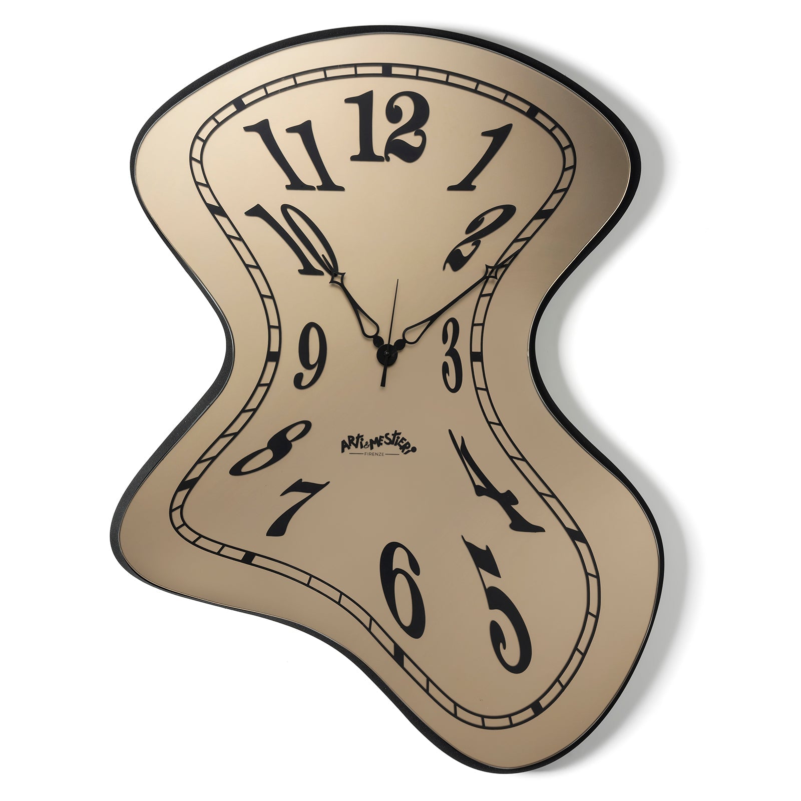 Arti & Mestieri orologio da parete Salvador nero e velour luxe bronzo in ferro e vetro crystal