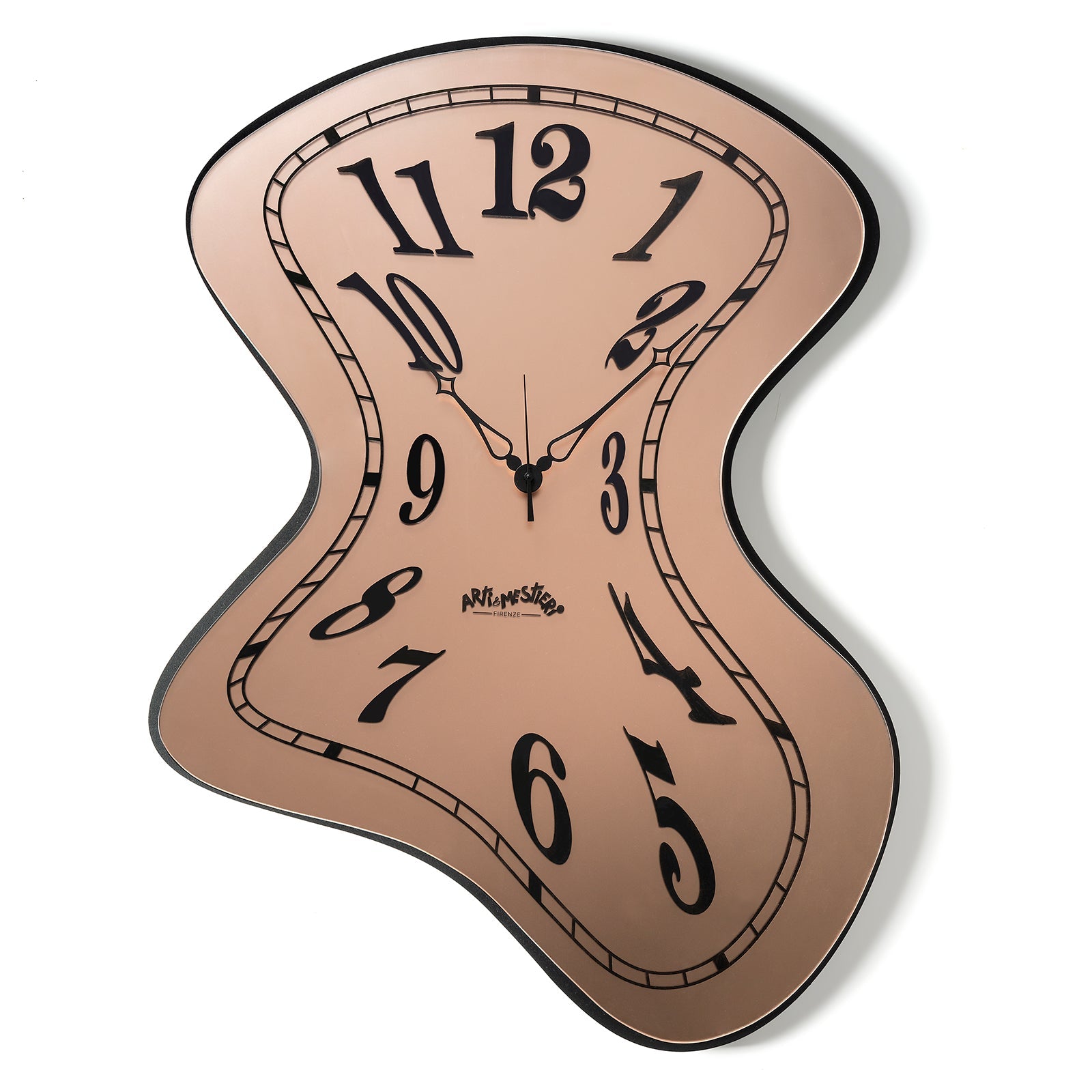 Arti & Mestieri orologio da parete Salvador nero con quadrante Velour Luxe rosa in ferro lavorato artigianalmente