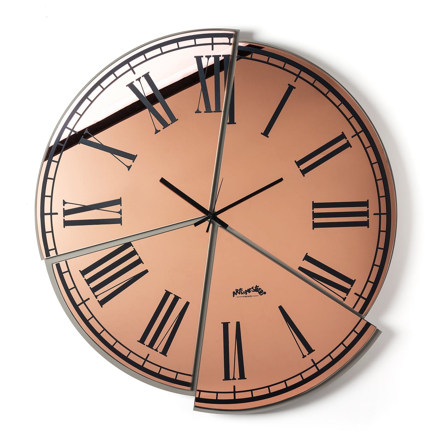 Arti & Mestieri orologio da parete Kintsugi fango e crystal luxe rosa in ferro e vetro specchiato