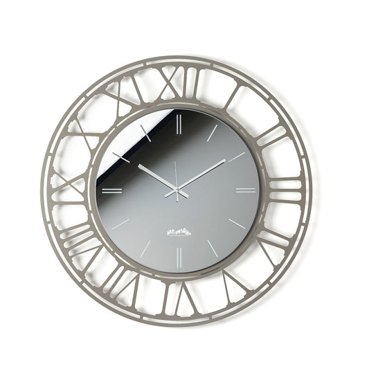 Arti & Mestieri orologio da parete Axis 70 colore fango con quadrante crystal luxe fumé in ferro lavorato artigianalmente