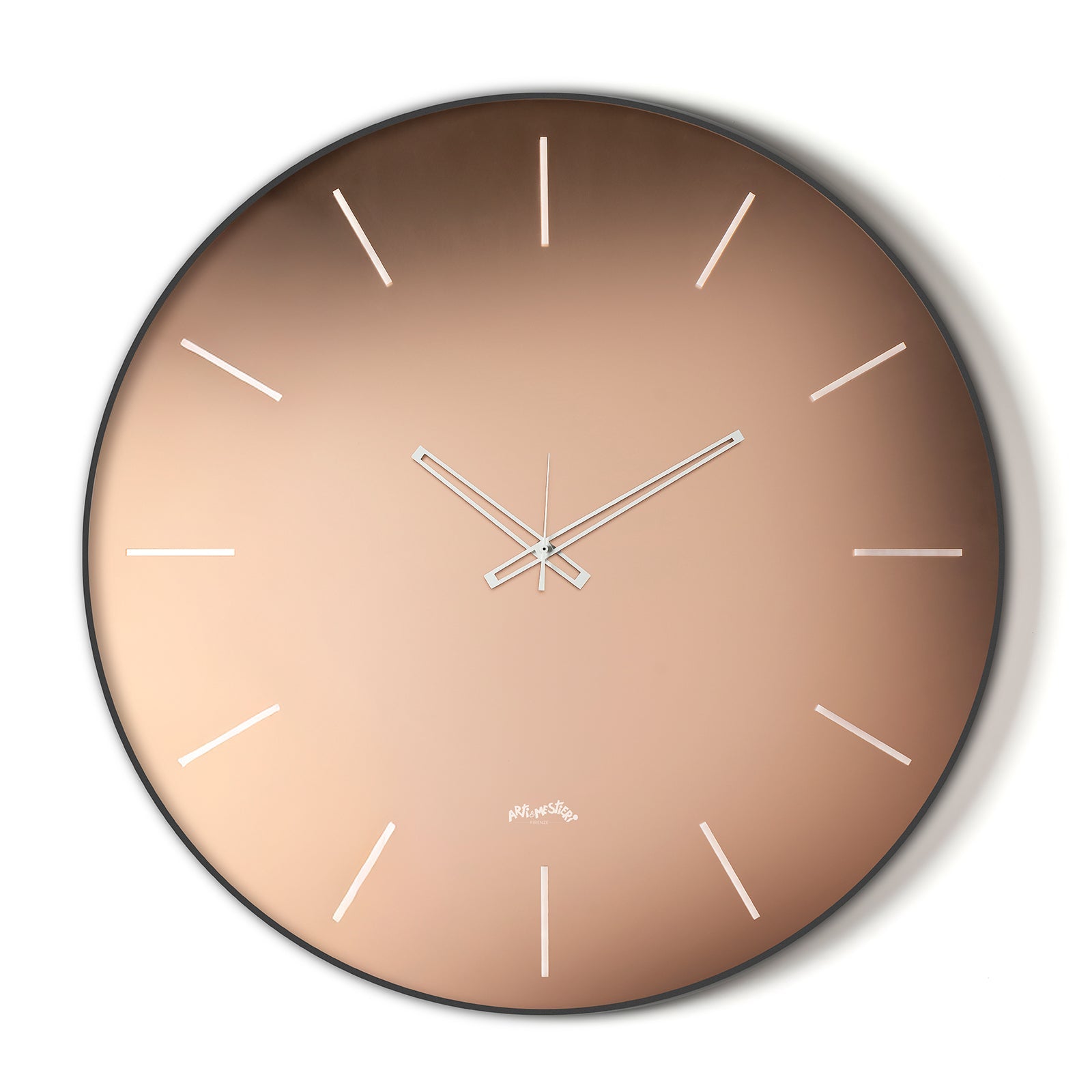 Arti & Mestieri orologio da parete Giotto 60 nero e velour luxe rosa in ferro lavorato artigianalmente
