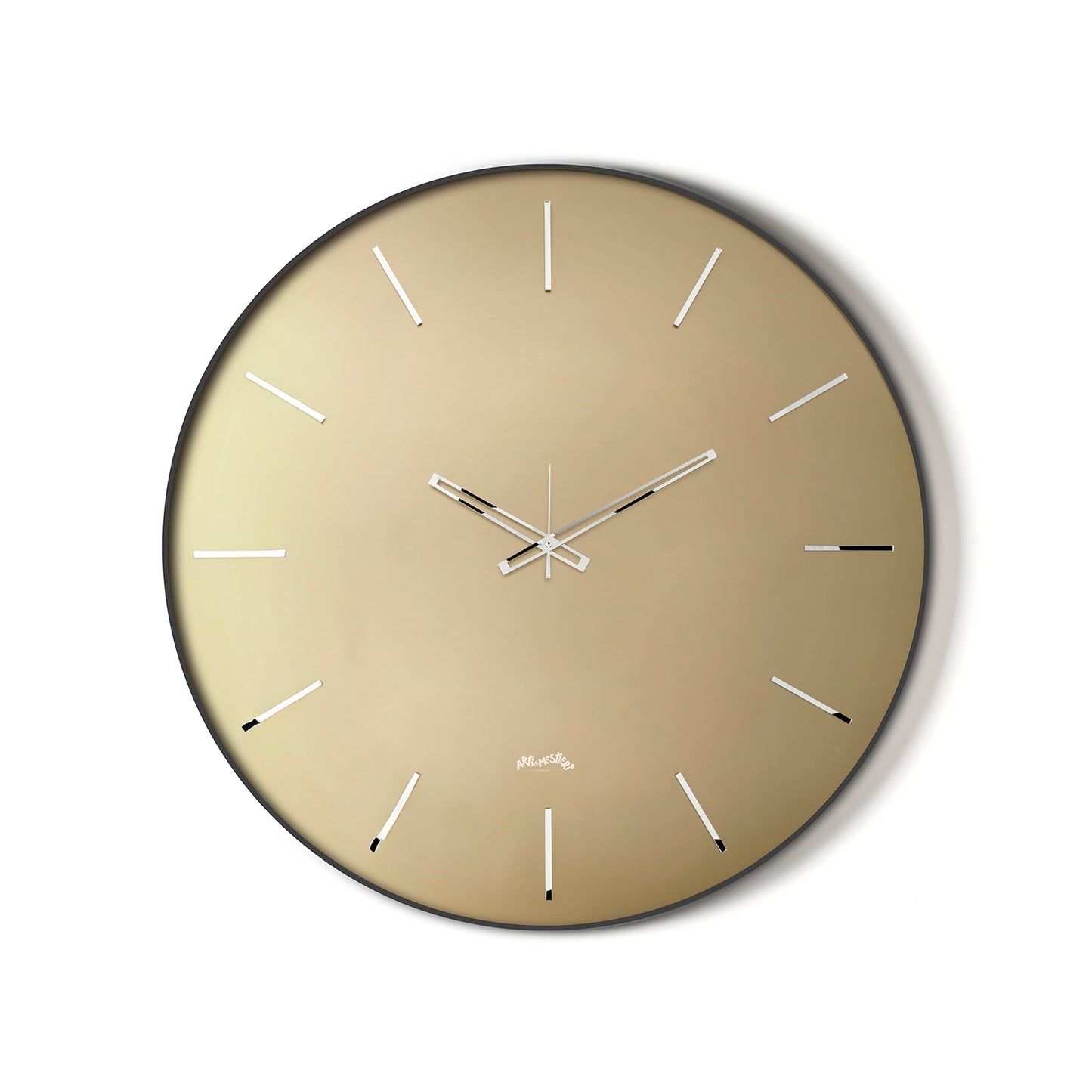 Arti & Mestieri Orologio da parete Giotto 45 nero velour luxe bronzo in ferro lavorato artigianalmente