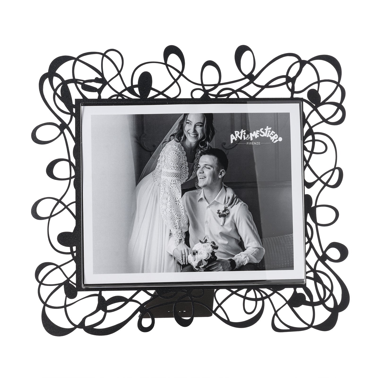 Arti & Mestieri Portafoto Scarabocchio Maxi orizzontale nero in ferro e polimetilmetacrilato 36x32,5 cm