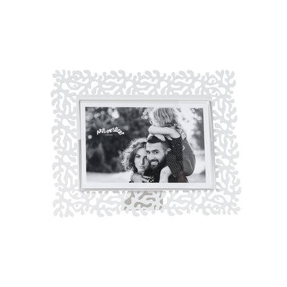 Arti & Mestieri Portafoto Corallo piccolo orizzontale bianco marmo ferro e polimetilmetacrilato 22x17 cm