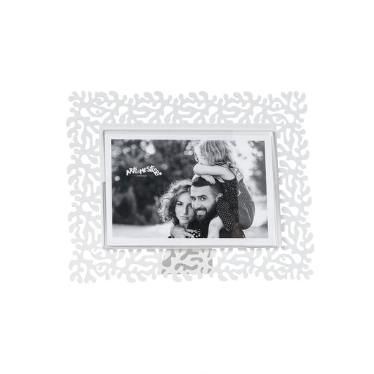 Arti & Mestieri Portafoto Corallo piccolo orizzontale bianco marmo ferro e polimetilmetacrilato 22x17 cm