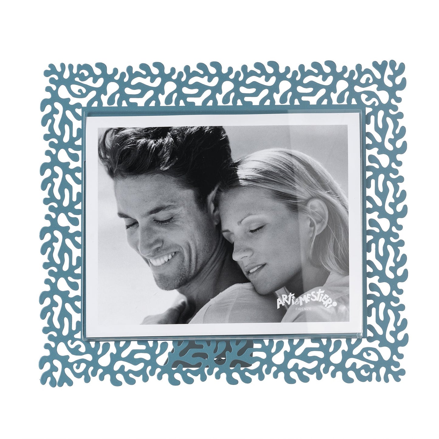 Arti & Mestieri portafoto Corallo maxi orizzontale blu oltremare ferro lavorato artigianalmente