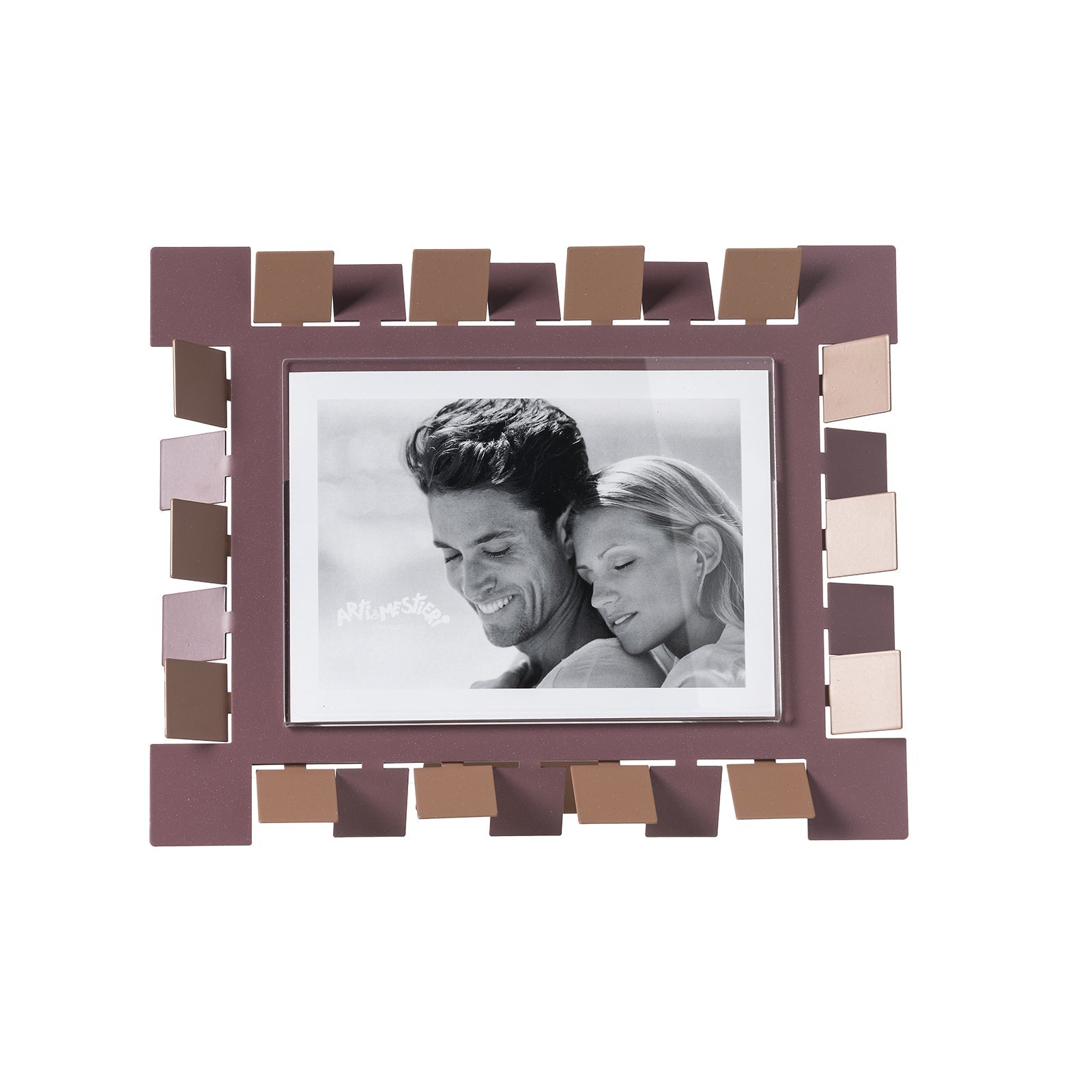 Arti & Mestieri Portafoto Vertigo grande orizzontale mocha mousse viola ametista in ferro lavorato artigianalmente