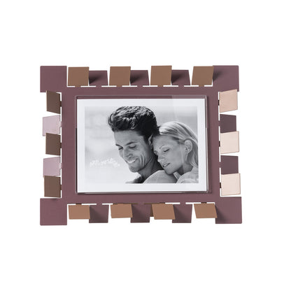 Arti & Mestieri Portafoto Vertigo grande orizzontale mocha mousse viola ametista in ferro lavorato artigianalmente