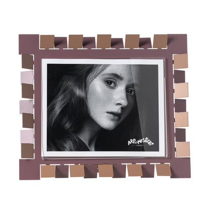 Arti & Mestieri Portafoto Vertigo Maxi orizzontale mocha mousse viola ametista ferro lavorato artigianalmente
