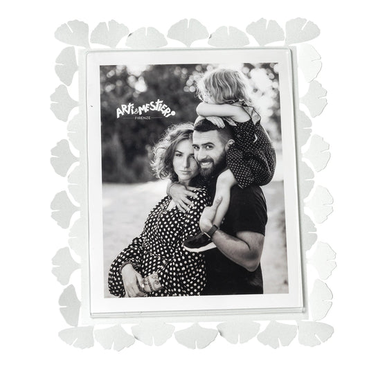 Arti & Mestieri Portafoto Ginkgo Maxi bianco marmo ferro artigianale